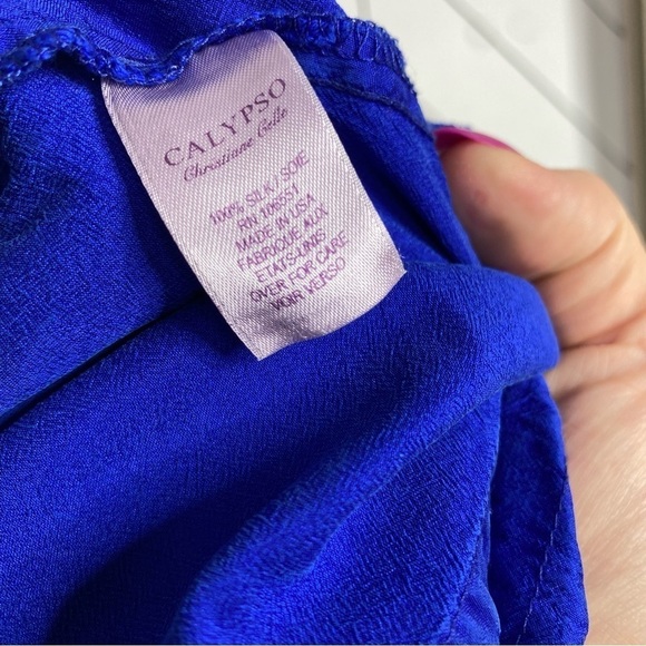 Calypso Enfant Girls Blue Silk Dress - Picture 4 of 4